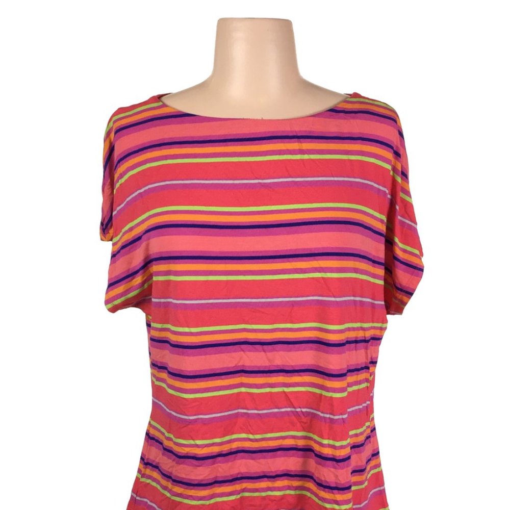 Liz Claiborne Womens Rainbow Stripe Pullover Tee